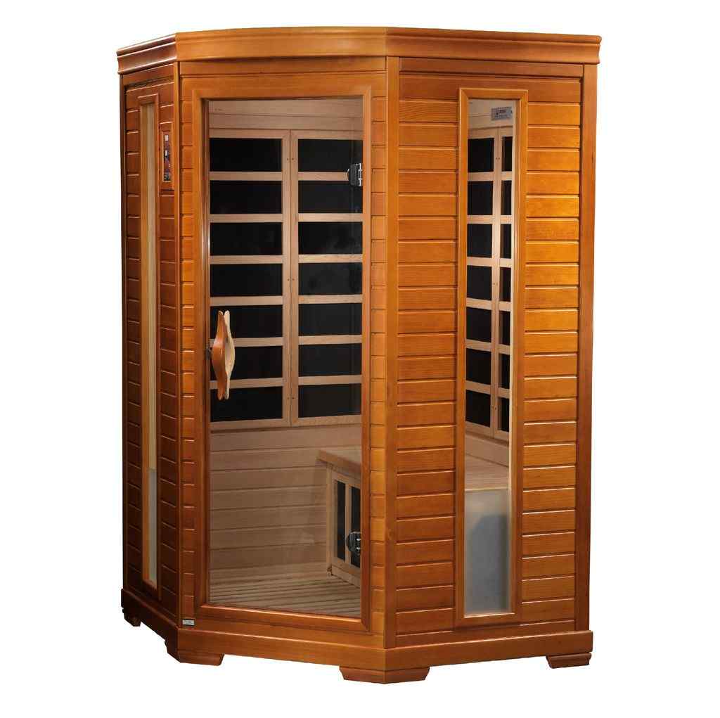 Dynamic "Heming" FAR Infrared Sauna Corner Unit with Hemlock Wood