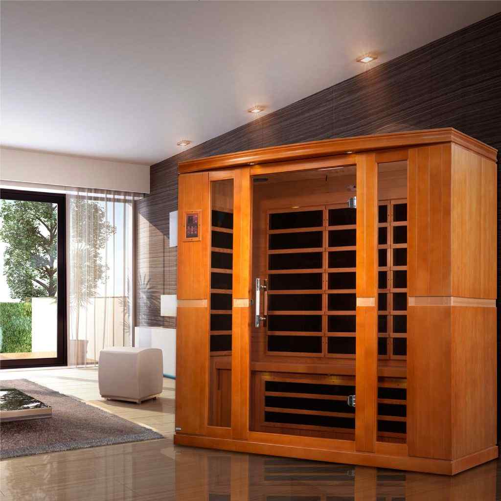Dynamic "Bergamo" Infrared Sauna with Hemlock Wood